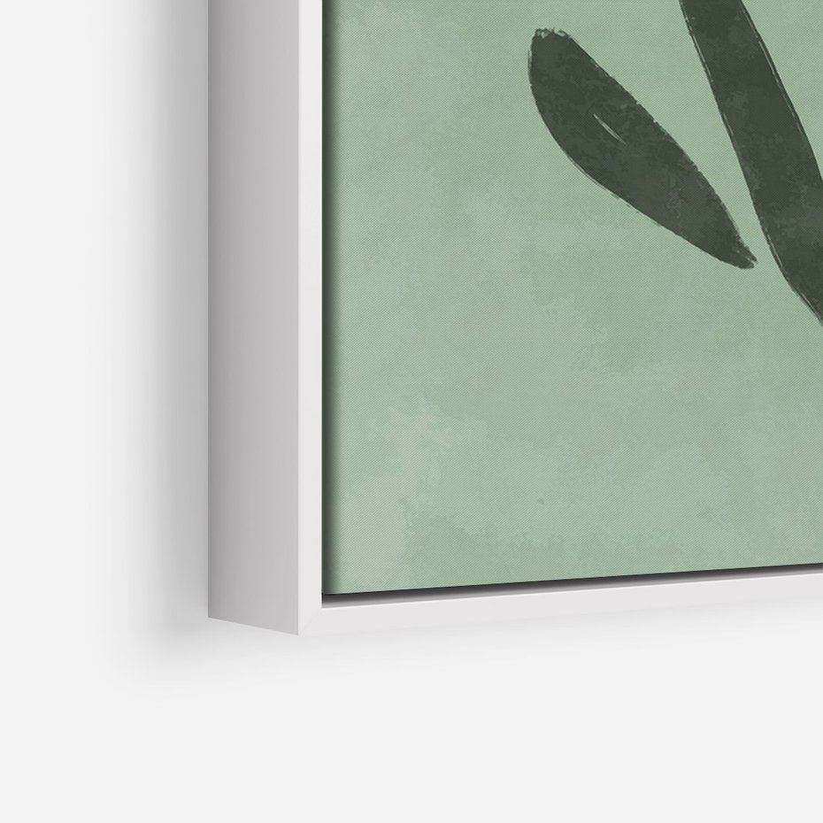Obraz w ramie 50x70 - Objęcia Zieleni - zielona abstrakcja, zgaszona zieleń - rama biała