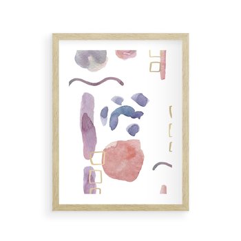 Plakat w ramie 40x50 - Boho Widokowe Impresje - abstrakcyjny palakt, akwarelowe plamy - rama drewno