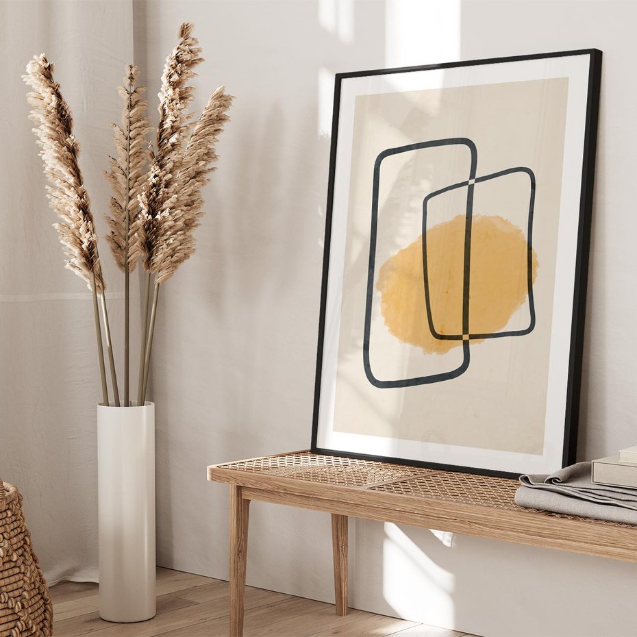 Plakat w ramie 30x40 - Rozkwitające Formy - abstrakcyjne nieregularne kształty, minimalistyczny plakat - rama czarna
