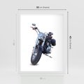 Plakat w ramie 30x40 - Motocykl w ruchu - motor, bike - rama biała