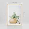 Plakat w ramie 50x70 - Eukaliptusowa Świeżość - eukaliptus, liście w koszu z wikliny - rama drewno