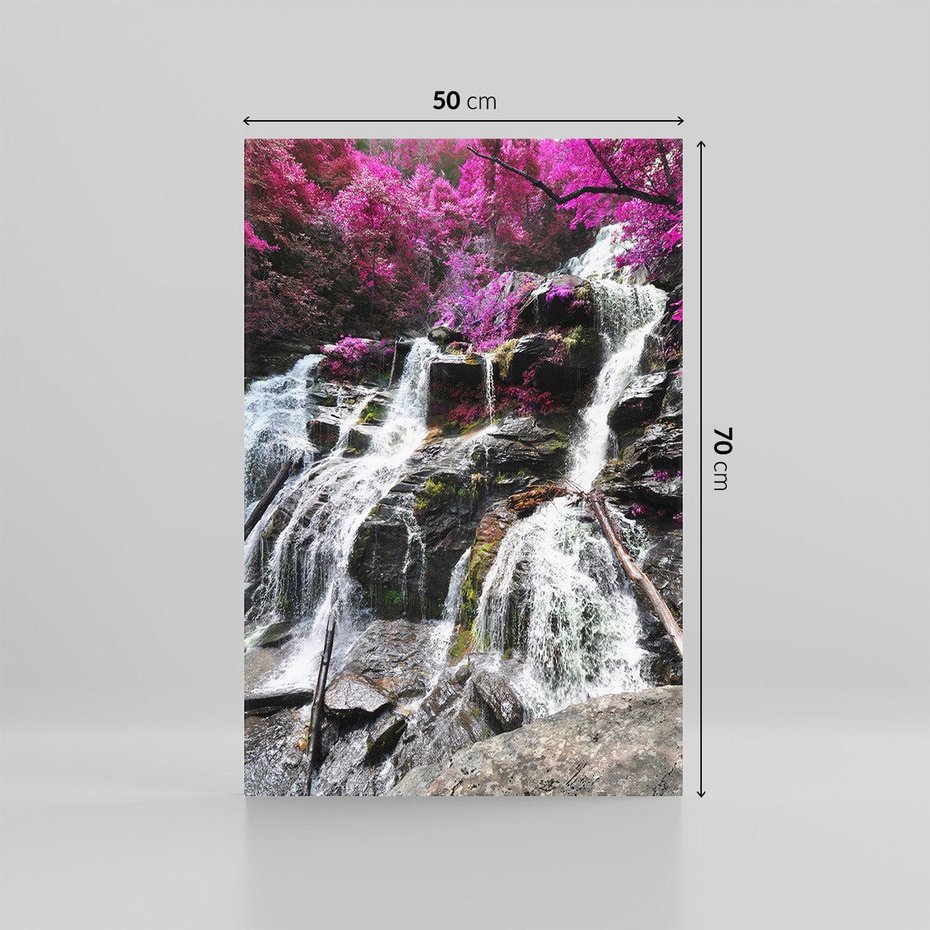 Obraz na płótnie 50x70 - Wodospad wśród majestatycznych gór - wodospad, góry