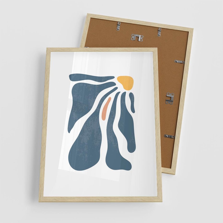 Plakat w ramie 50x70 - Melodia Kolorowych Płatków - nowoczesna kwiatowa grafika, styl retro - rama drewno