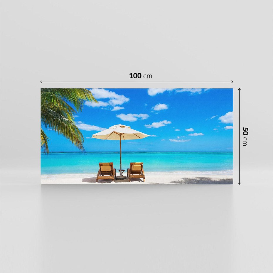 Obraz na płótnie 100x50 - Urok palmowego raju - plaża, palma