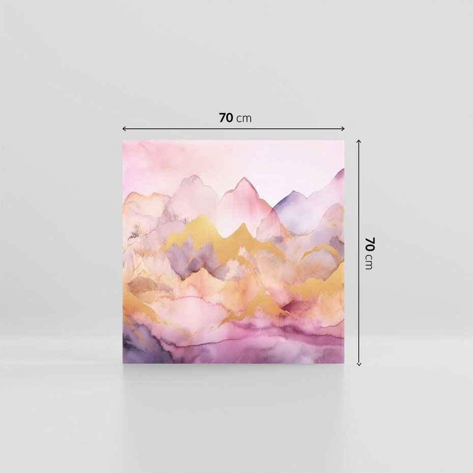 Obraz na płótnie 70x70 - Pastelowe Wzgórza - pastelowe, różowe góry
