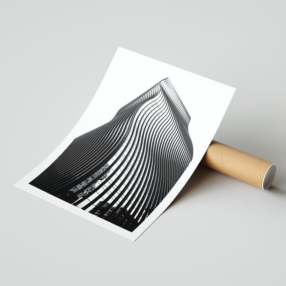 Plakat bez ramy 30x40 - Falowany Wieżowiec na Fotografii - architektura, falowany wieżowiec