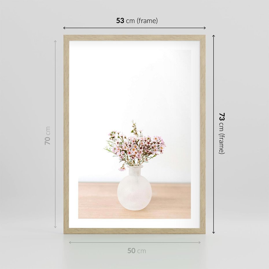 Plakat w ramie 50x70 - Kwiaty w Minimalistycznym Wazonie - kwiaty, wazon - rama drewno