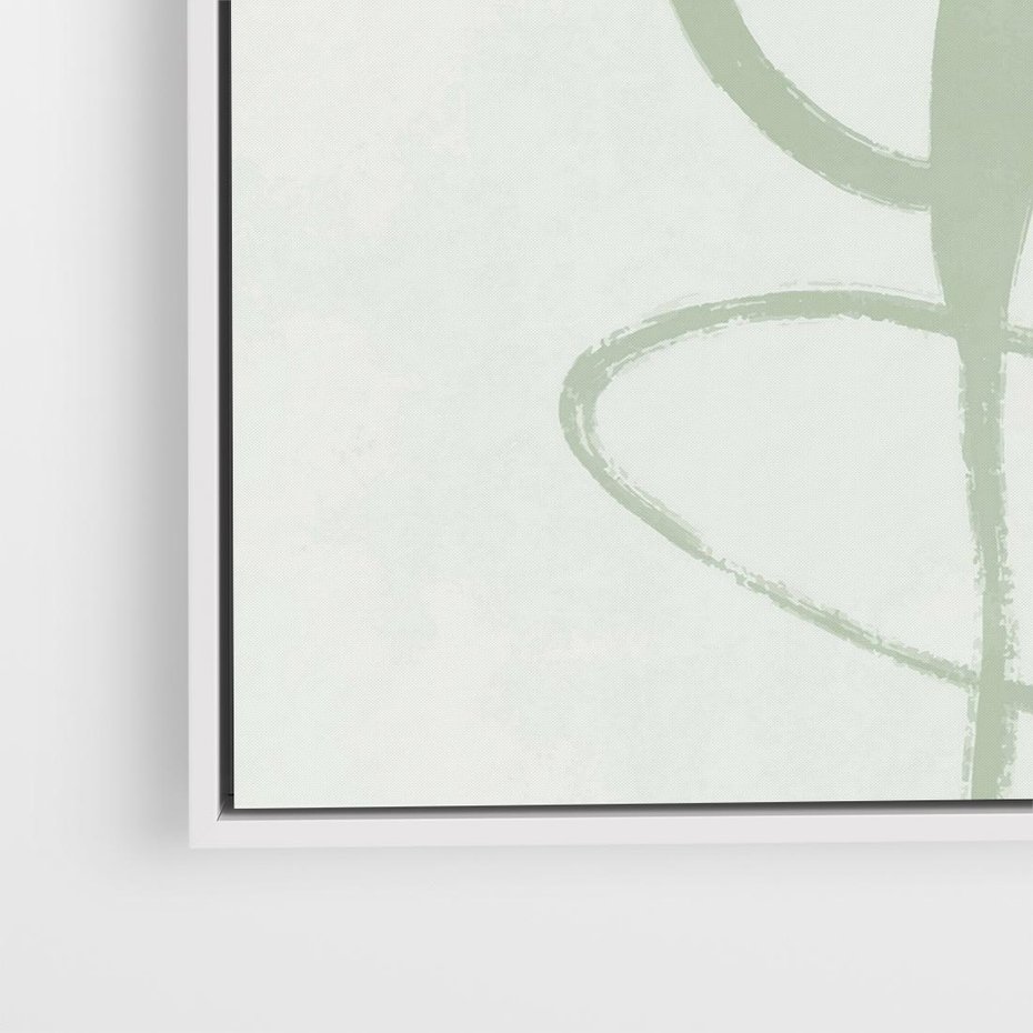 Obraz w ramie 50x50 - Zieleń Wewnętrznej Harmonii - zielona abstrakcja, zgaszona zieleń - rama biała