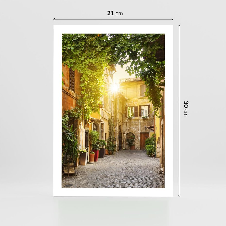 Plakat bez ramy 21x30 - Malownicza Wędrówka - uliczka, perspektywa