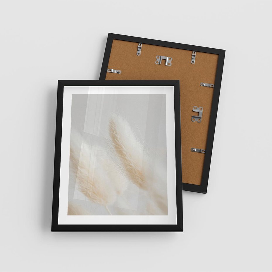 Plakat w ramie 40x50 - Czysty Minimalizm - białe trawy, minimalizm - rama czarna