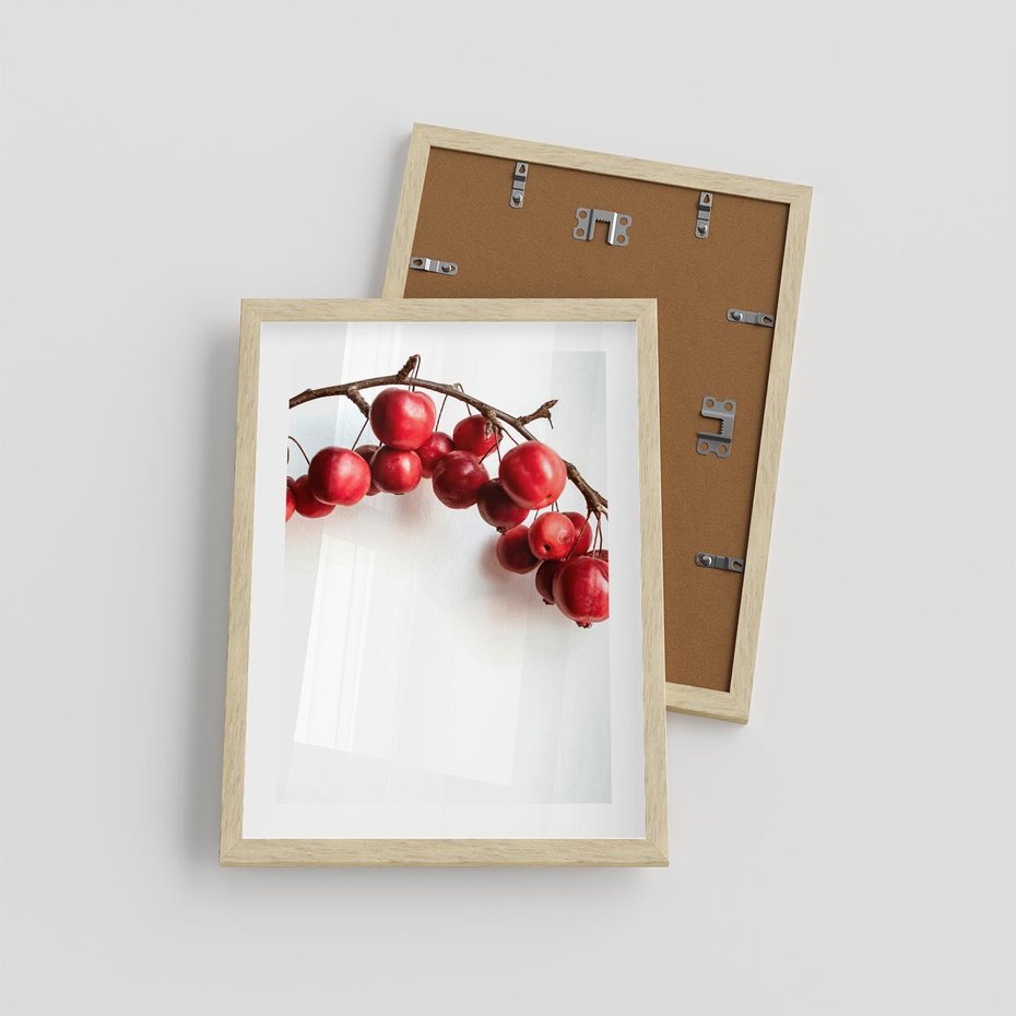 Plakat w ramie 30x40 - Jesienne Owoce - jarzębina, czerwone owoce - rama drewno