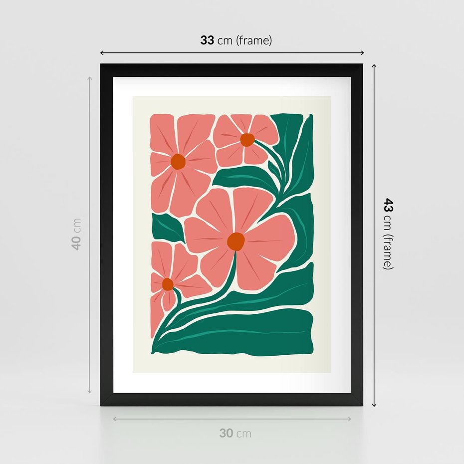 Plakat w ramie 30x40 - Energiczne Opowieści - kwiaty, sztuka nowoczesna - rama czarna