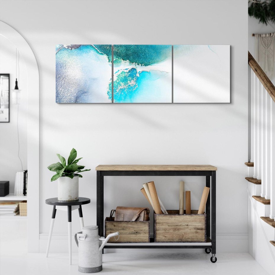 Obraz na płótnie 120x40 - Marmur złotą akwarelą - marmur, akwarela