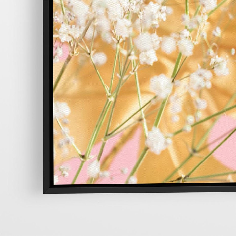 Obraz w ramie 100x70 - : Elegancja w Złocie - złote, liście - rama czarna