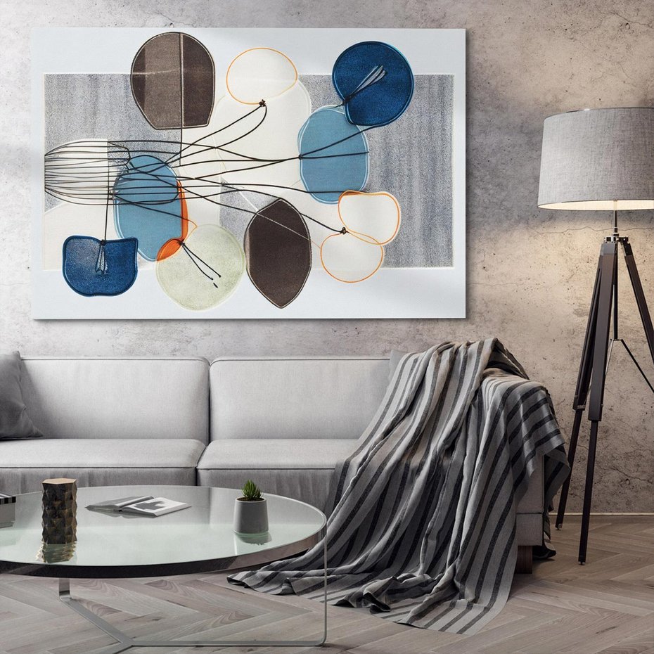 Obraz na płótnie 70x50 - Szary Modern - roślinne inspiracje, abstrakcja