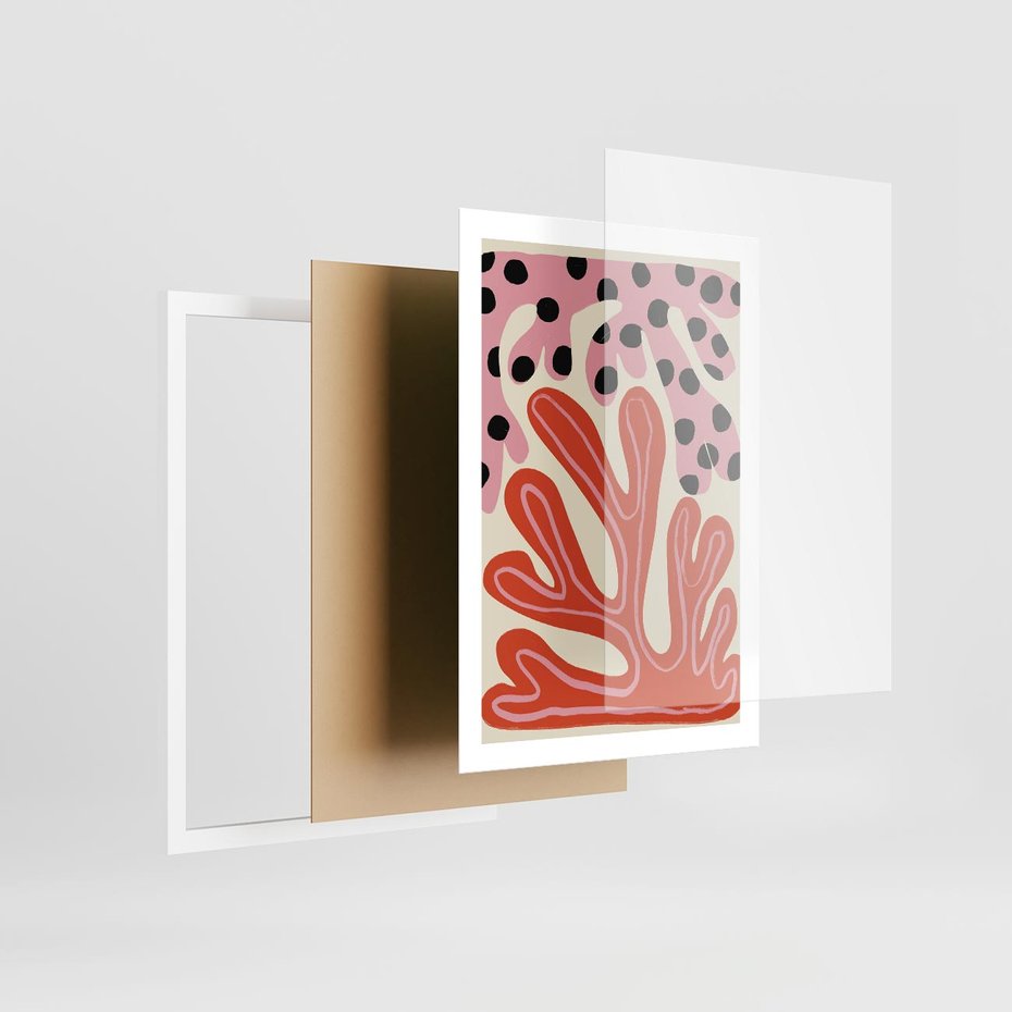 Plakat w ramie 50x70 - Księga Pastelowych Impulsów - abstrakcyjny obraz, plakat - rama biała