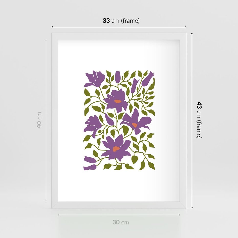 Plakat w ramie 30x40 - Rozmyte Granice - kwiaty, kompozycja - rama biała