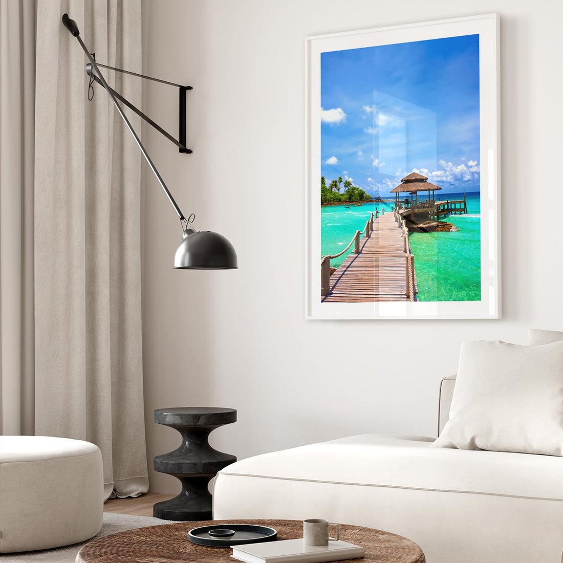 Plakat w ramie 40x50 - Magia tropikalnego oceanu - ocean, tropiki - rama biała