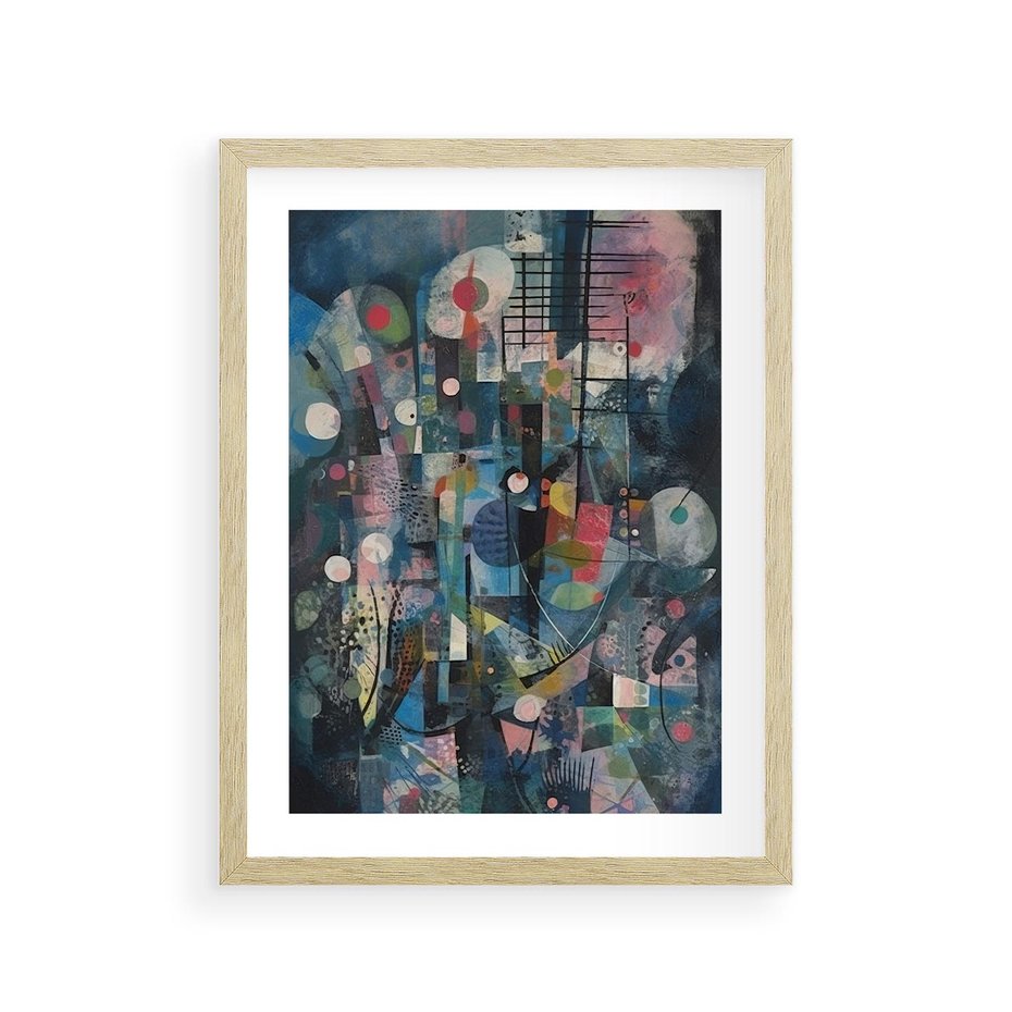 Plakat w ramie 30x40 - Rozbijając Granice Kreatywności - abstrakcyjny obraz, sztuka abstrakcji - rama drewno