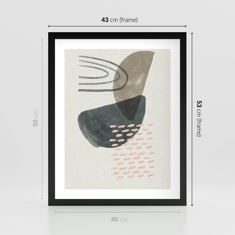 Plakat w ramie 40x50 - Geometria w Beżowych Odcieniach - abstrakcja, geometria - rama czarna