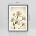 Plakat w ramie 50x70 - Elegancja Natury - magnolia, białe - rama czarna