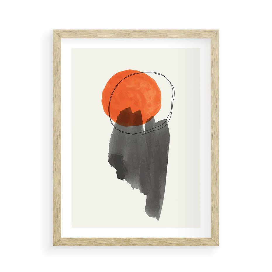 Plakat w ramie 50x70 - Księga Form - abstrakcyjne nieregularne plamy, czarny - rama drewno