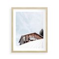 Plakat w ramie 40x50 - Spokój Górskiej Zimy - chatka w górach, domek górski - rama drewno