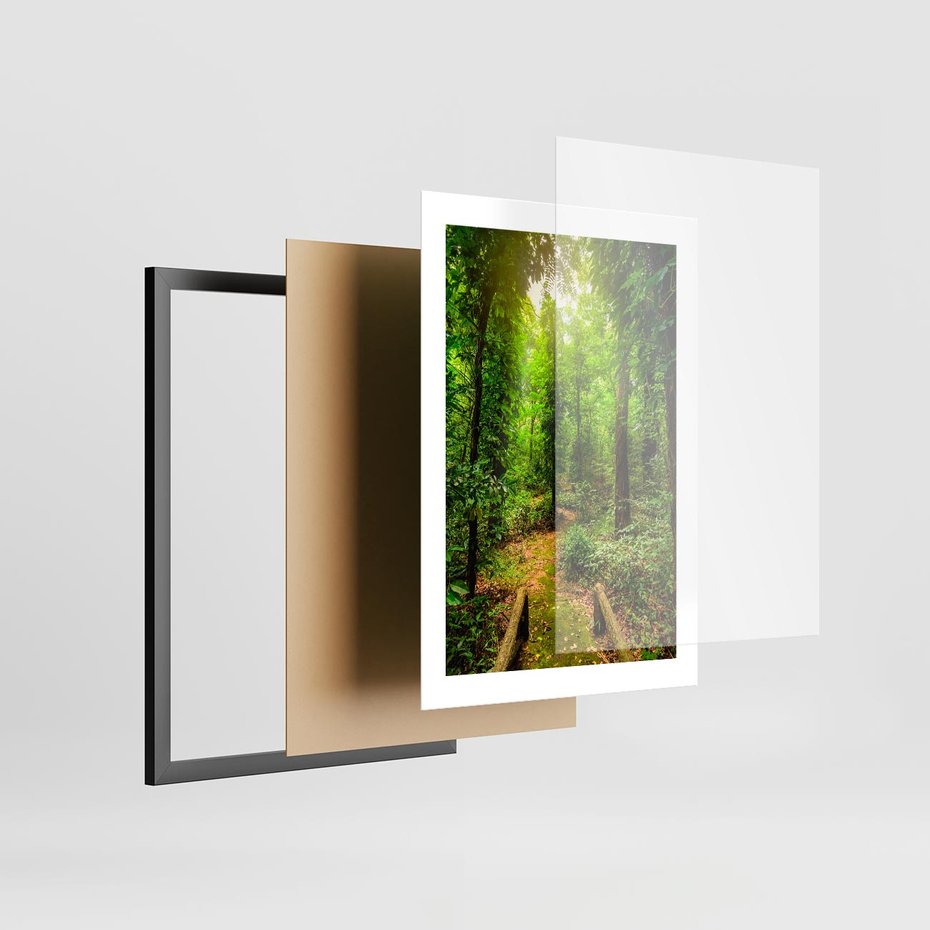 Plakat w ramie 30x40 - Współistnienie z naturą - drzewa, las - rama czarna