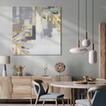 Obraz na płótnie 60x60 - Złote Palmy w Stylu Modern - geometryczne złote linie, szare tło