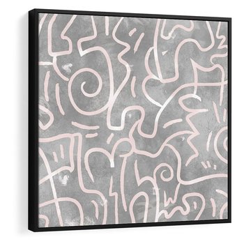 Obraz w ramie 50x50 - Sploty odblasków i zawirowań - abstrakcyjne rysunki, wzorek - rama czarna