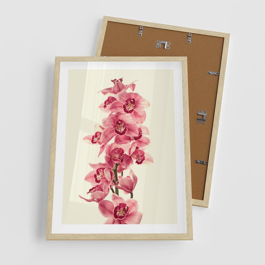 Plakat w ramie 50x70 - Orchidea w spa - relaks - orchidea, spa - rama drewno