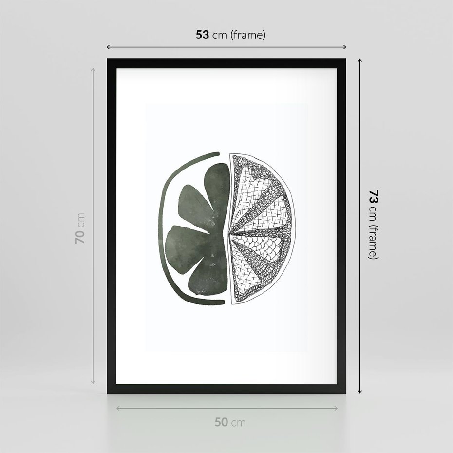 Plakat w ramie 50x70 - Cytrynowe Echo - minimalistyczny plakat, cytryna - rama czarna