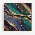 Obraz w ramie 50x50 - Sztorm malarskich emocji - marmur, abstrakcyjna grafika - rama drewno