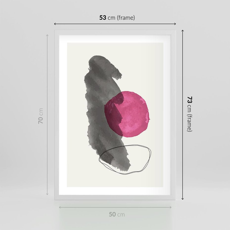 Plakat w ramie 50x70 - Bezczasowe Rytmy - abstrakcyjne nieregularne plamy, czarny - rama biała