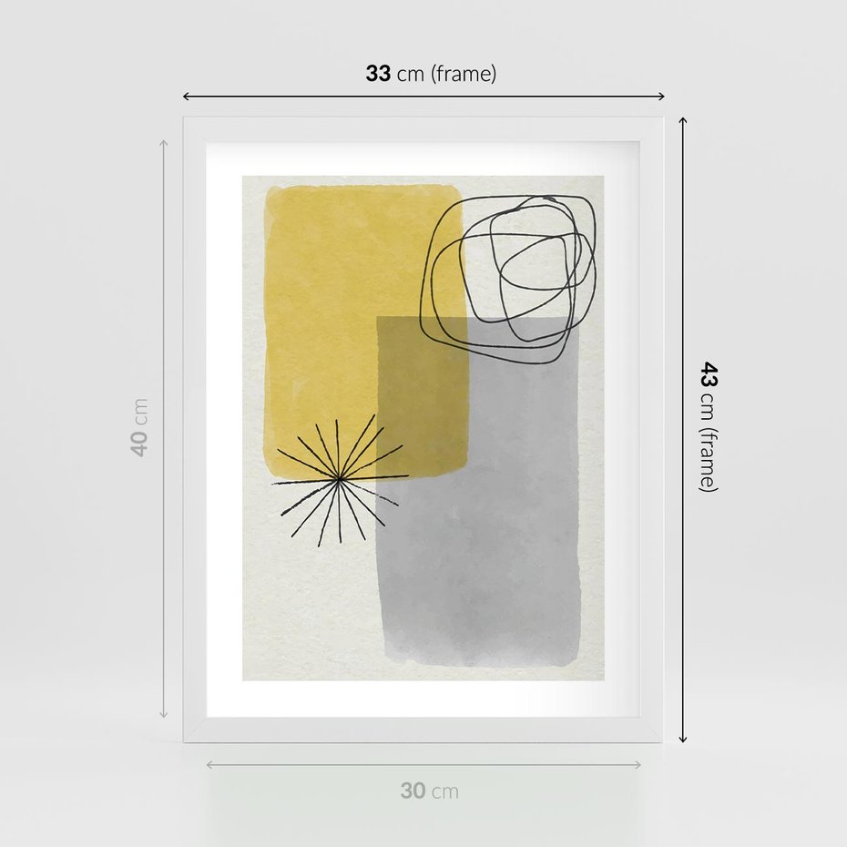 Plakat w ramie 30x40 - Rozbijające Granice Akwarel - abstrakcja, akwarelowe plamy - rama biała