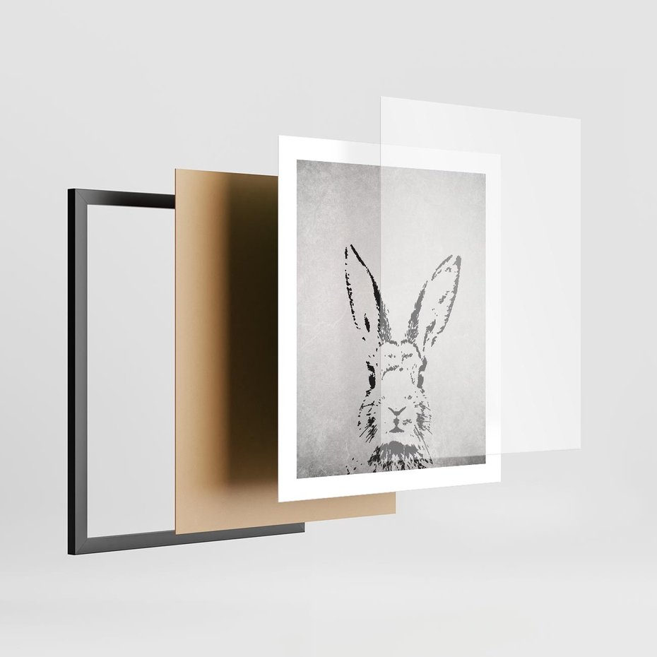 Plakat w ramie 40x50 - Szkicowany królik w grafice - szkic, królik - rama czarna