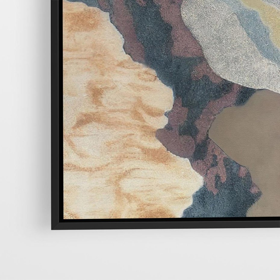 Obraz w ramie 100x70 - Melancholijne oddechy pędzla - abstrakcyjne formy, zgaszone kolory - rama czarna