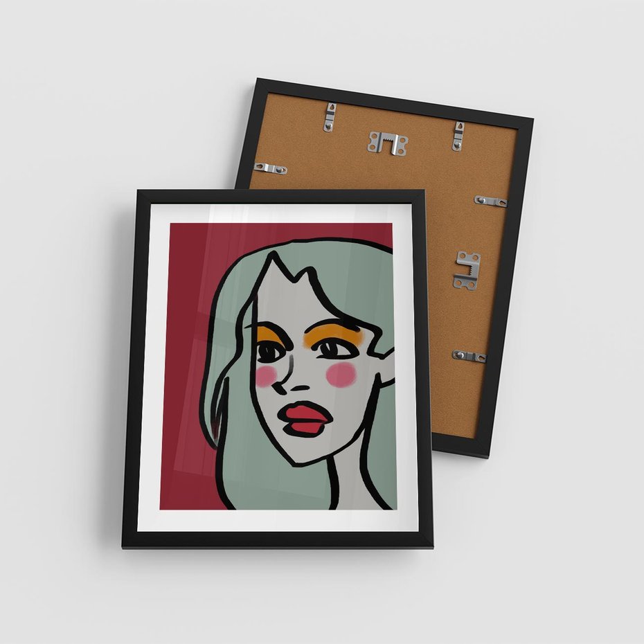 Plakat w ramie 40x50 - Ekspresja Linii - nowoczesny plakat, mocna linie - rama czarna