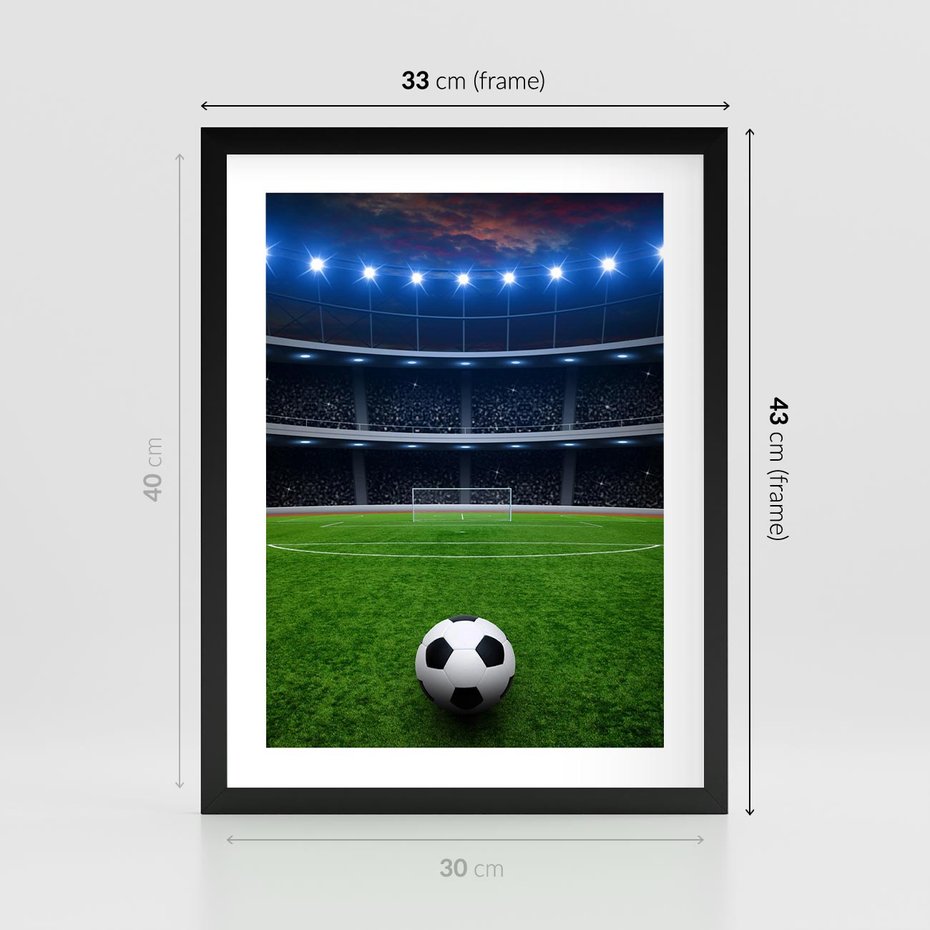 Plakat w ramie 30x40 - Piłka nożna - gol! - piłka nożna, gol - rama czarna