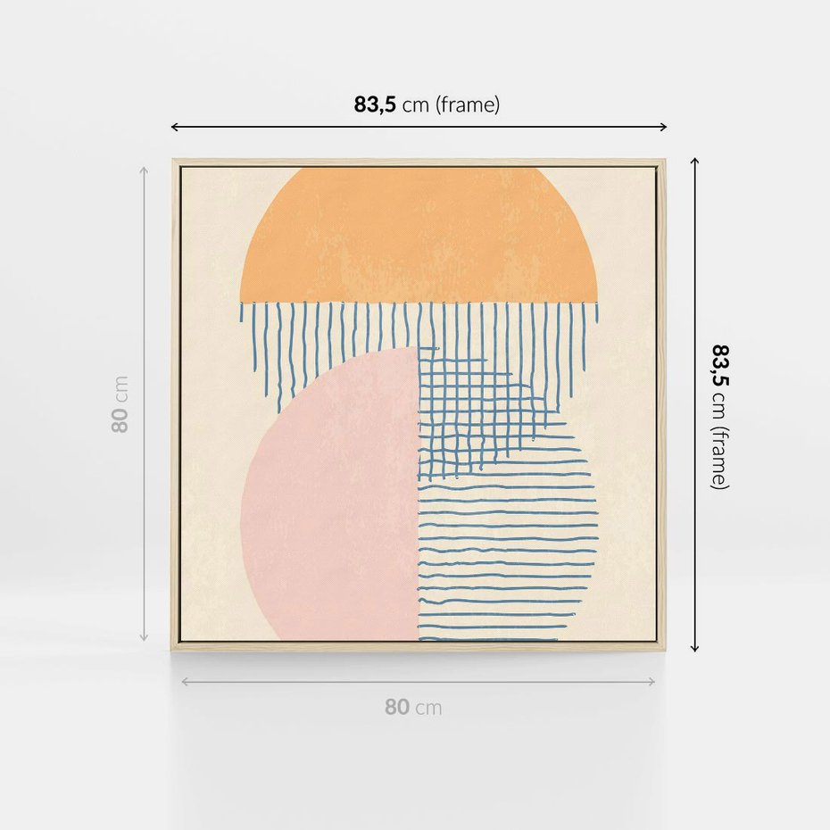 Obraz w ramie 80x80 - Migotliwe Wzory - geometryczne kształty, koła - rama drewno