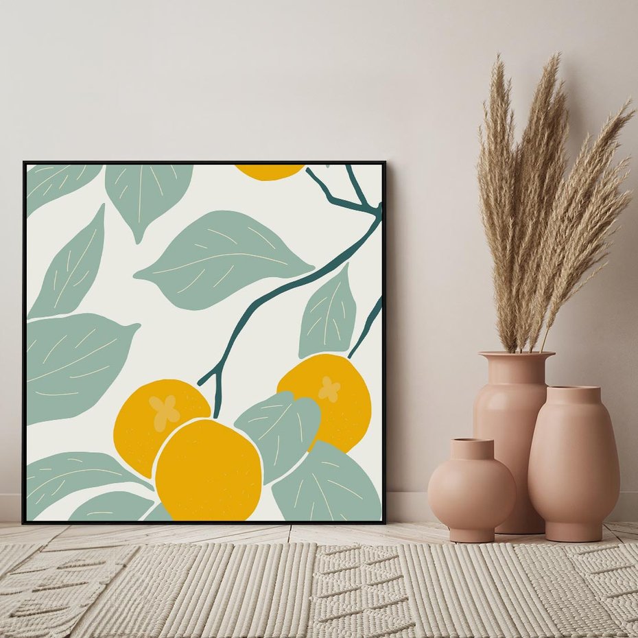 Obraz w ramie 50x50 - Wewnętrzna Melodia - plakat, nowoczesna sztuka - rama czarna