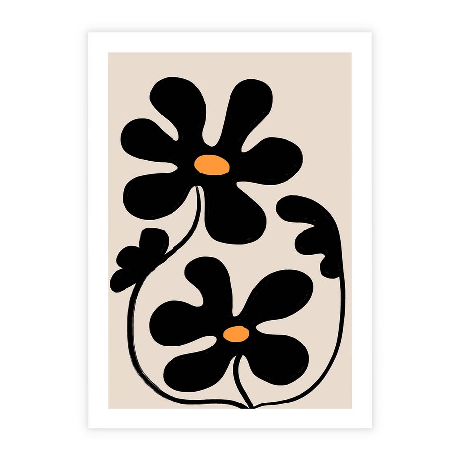 Plakat bez ramy 30x40 - Wyjątkowość Boho - minimalistyczny abstrakcyjny obraz, prymitywne kwiaty