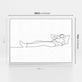 Obraz w ramie 100x70 - Postać na Łóżku - one line art, szkic - rama biała