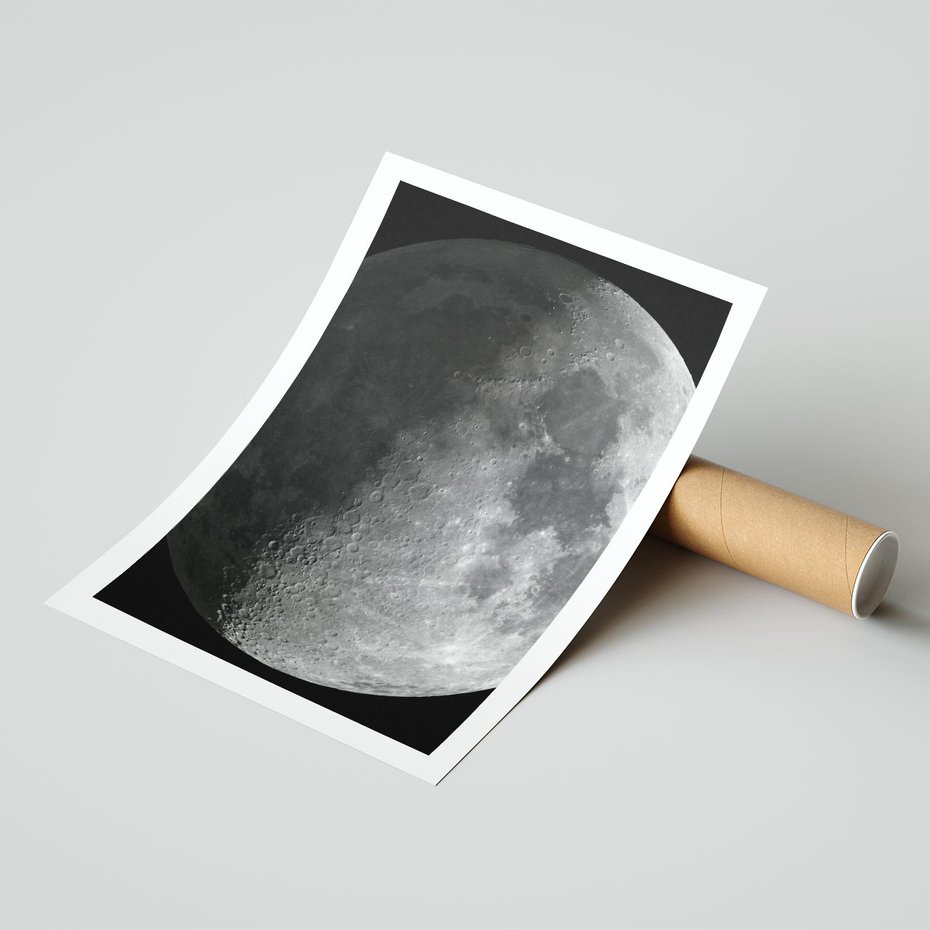 Plakat bez ramy 40x50 - Kontrastowy księżyc w czerni i bieli - księżyc, czarno