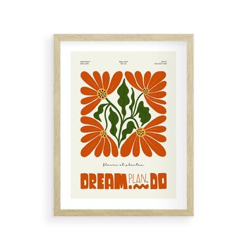 Plakat w ramie 50x70 - Księga Abstrakcji - sztuka nowoczesna, kolorowe kwiaty - rama drewno