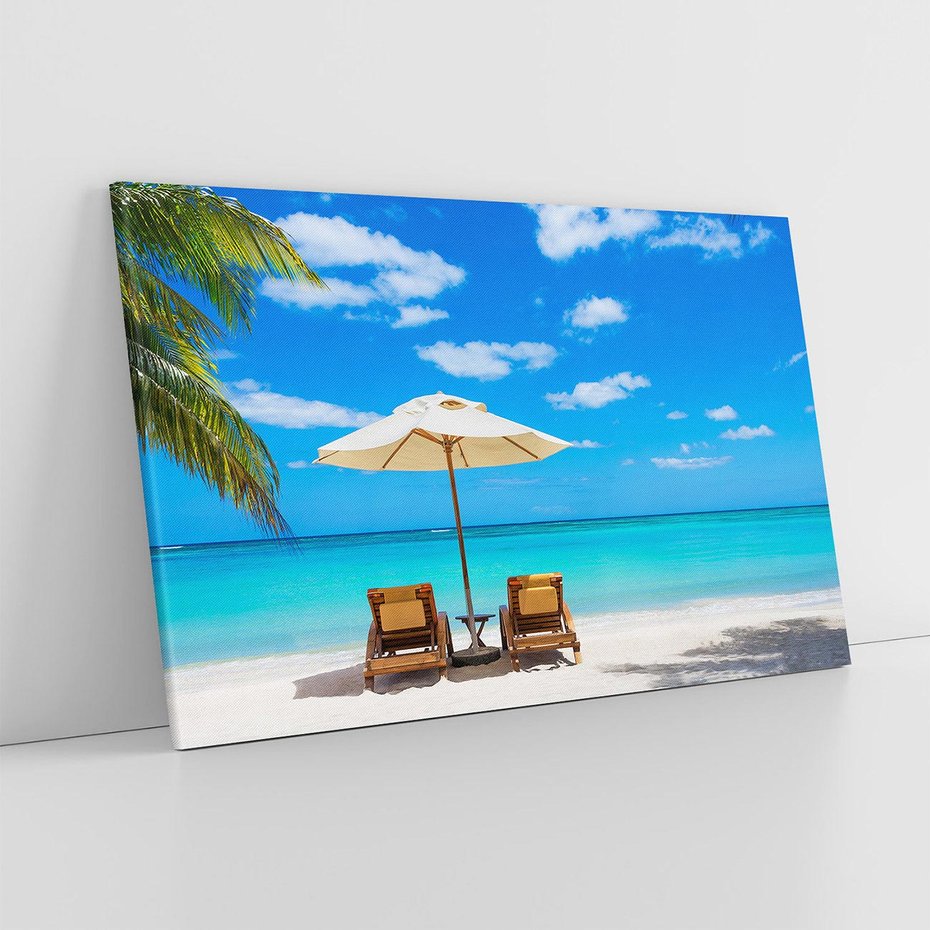 Obraz na płótnie 120x80 - Urok palmowego raju - plaża, palma
