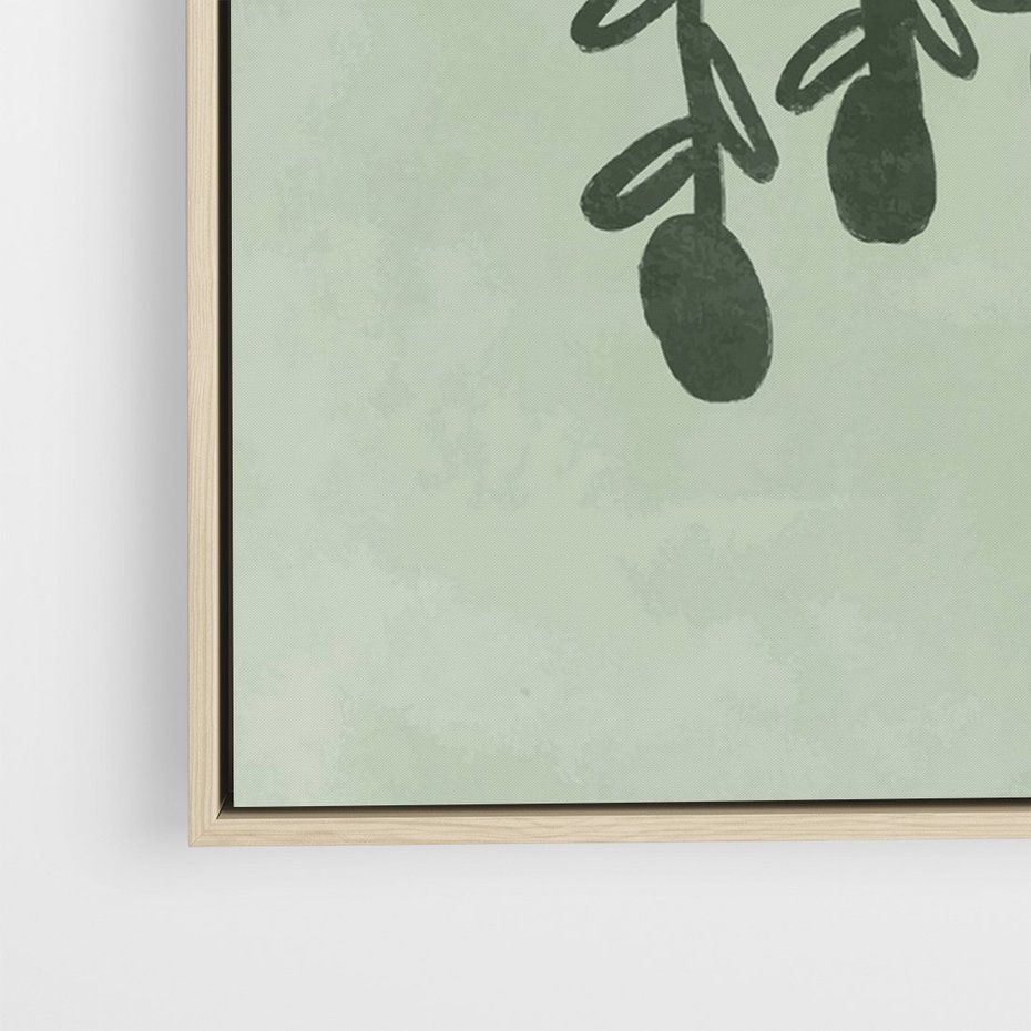 Obraz w ramie 50x70 - Zieleń Inspirującego Spokoju - plakat z abstrakcyjną zieloną lampą, skandynawski design - rama drewno