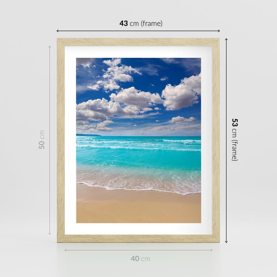 Plakat w ramie 40x50 - Idylliczna plaża nad morzem - plaża, morze - rama drewno