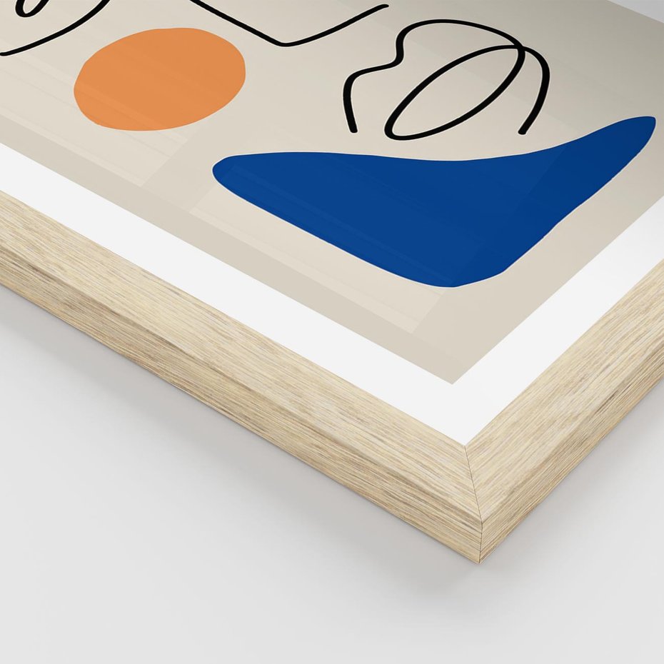 Plakat w ramie 30x40 - Rozbijające Granice Kształtów - abstrakcyjny obraz, przypomina twarz - rama drewno