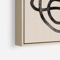Obraz w ramie 70x100 - Przenikanie Wirtualnych Wymiarów - zaplątane minimalistyczne linie, na bezowym tle - rama drewno
